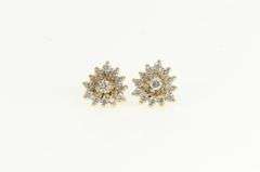 14K Yellow Gold Heart Cubic Zirconia Cluster Valentine Stud Earrings