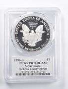 PR70DCAM 1986-S American Silver Eagle Signed Reagan Legacy Series PCGS