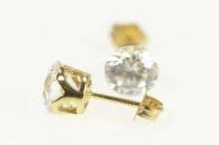 14K Yellow Gold Round Cubic Zirconia Solitaire Classic Stud Earrings