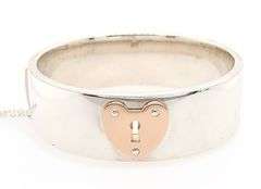 Tiffany & Co. Heart Keyhole Bangle Bracelet in 18K and Sterling