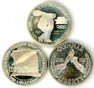 Three Proof Commemorative Silver Dollars