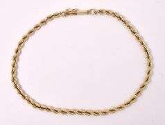 Superb Rope Chain Bracelet In 14K Yellow Gold