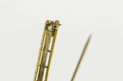 14K Yellow Gold Art Deco Peridot Ornate Pinstriped Bar Pin/Brooch