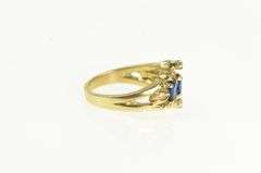14K Yellow Gold Ornate Syn. Sapphire Diamond Statement Ring
