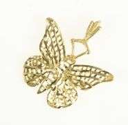 14K Yellow Gold Butterfly Filigree Change Symbol Vintage Charm/Pendant