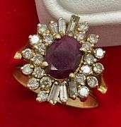 CERTIFIED LADIES 14K GOLD DIAMOND AND RUBY RING