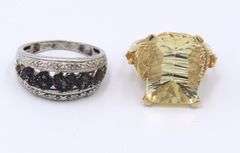 Lot of 12 Vintage 925 Sterling Silver Gemstone Rings