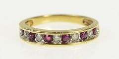 10K Yellow Gold Natural Ruby Diamond Classic Wedding Band Ring