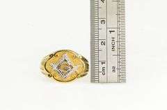 10K Yellow Gold Ornate Masonic Compass Square Men's Ring