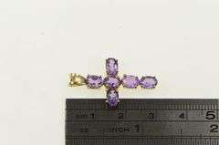 10K Yellow Gold Oval Amethyst Vintage Classic Cross Pendant