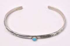 Navajo Turquoise Cuff Bracelet In Sterling Silver