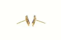 14K Yellow Gold Lapis Lazuli Diamond Accent Swirl Stud Earrings
