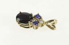 14K White Gold Sapphire Diamond Accent Classic Vintage Charm/Pendant