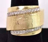 Sturdy Diamond Ring In 14K yellow Gold