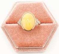 14kt Solid Yellow Gold, Custom Made Diamond and Opal Ring - Beautiful!