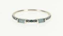 14K White Gold Blue Topaz Blue Diamond Wedding Band Ring