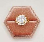 22KT YELLOW GOLD PLATED GEMSTONE COCKTAIL RING