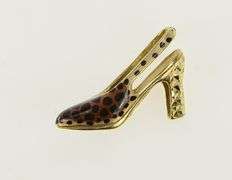14K Yellow Gold Cheetah Leopard Print High Heel Shoe Charm/Pendant