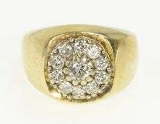 14K Yellow Gold 0.75 Ctw Diamond Men's Retro Statement Ring