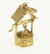14K Yellow Gold 3D Wishing Well Articulated Hope Symbol Charm/Pendant