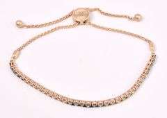 Gorgeous White and Fancy Brown Diamond Adjustable Bracelet In 14K Rose Gold