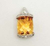 14kt Solid Gold, Citrine, & Diamond Pendant