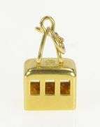 14K Yellow Gold 3D Cable Car Ski Lift Vintage Charm/Pendant
