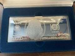 Prooflike 4 Troy Oz pure .999 Fine Silver $100 bar. Box/COA