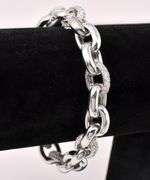 Fancy Link Chain Bracelet With CZ Gems In Sterling Silver