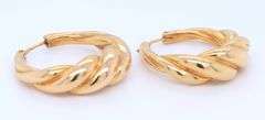 Beauitful 18kt Yellow Gold Twisted Hoop Earrings