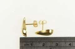 14K Yellow Gold High Relief Tear Drop Paisley Curved Stud Earrings