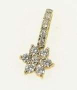 14K Yellow Gold Flower Cluster Floral Motif Cute CZ Statement Pendant