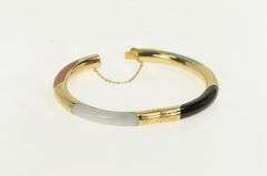 14K Yellow Gold Ornate Vintage Carved Jade Engraved Bangle Bracelet
