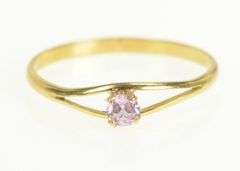 Gold Filled Sim. Pink Topaz Solitaire Vintage Simple Ring