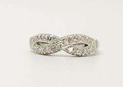 14kt Solid White Gold & Diamond Band Ring
