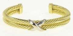 14K Yellow Gold David Yurman X Designer Cable Cuff Bracelet
