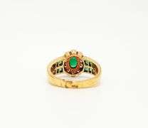 18kt Solid Yellow Gold, Emerald, and Diamond Ring