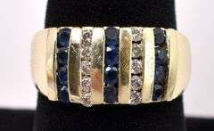 Brilliant Blue Sapphire And Diamond Ring In 14K Yellow Gold