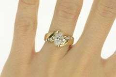 14K Yellow Gold Marquise Cubic Zirconia Bypass Statement Ring