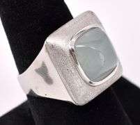 Opulent White Gemstone Ring In 14K White Gold