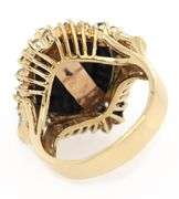 Black Onyx and 1.00ctw Baguette and Round Diamond Frame Ring in 18K