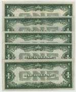 5 Crisp Uncirculated Series of 1928-A $1 Silver Certificates