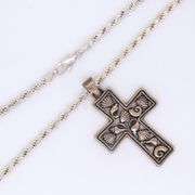 Vintage Sterling Silver Signed Cross Pendant on Rope Chain