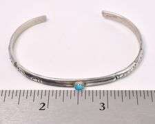 Navajo Turquoise Cuff Bracelet In Sterling Silver