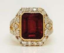14KT SOLID GOLD, RUBY, & DIAMOND RING