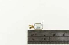 14K Yellow Gold Emerald Cut Solitaire Vintage CZ Statement Pendant