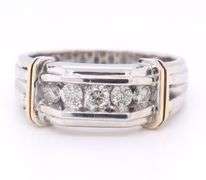 Gent's White Gold approximate 0.50ctw Diamond Two Tone Ring
