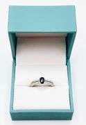 14kt Solid White Gold, Blue Sapphire, & Diamond Ring