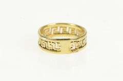 14K Yellow Gold 6.3mm Greek Wave Filigree Pattern Band Ring