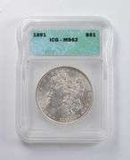MS62 1891 Morgan Silver Dollar ICG